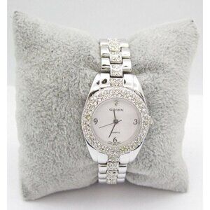 Women Gruen Crystals Quartz WR Analog 26mm Dial Causal Round Watch (G520)